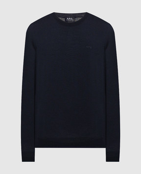 A.P.C Blue wool jumper with logo embroidery WVAWMH23285