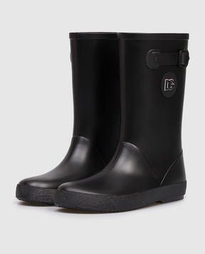 Dolce&Gabbana Children's black rubber boots with logo DD0323AA6152234