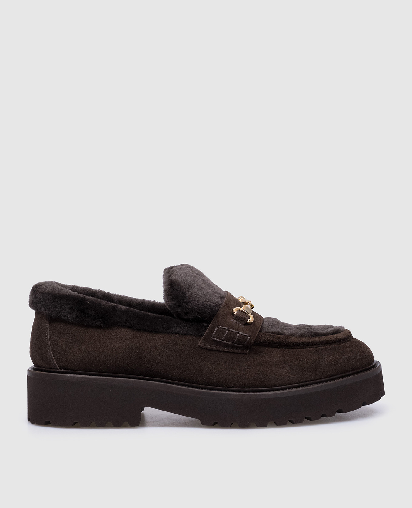 

Brown suede loafers with fur Doucal's