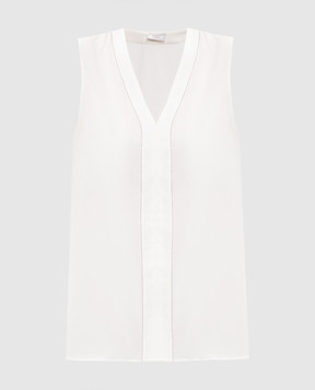 Peserico White silk top with monil chain S0852407325