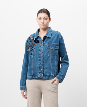 Simonetta Ravizza Angel blue denim jacket with sequins S05JA338D1FR