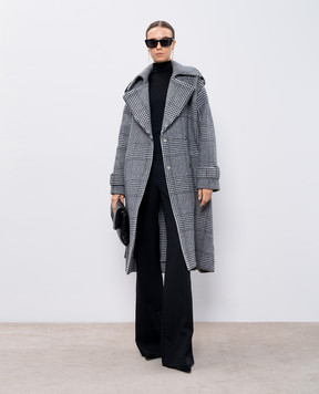 Dolce&Gabbana Black double-breasted coat with wool in Windsor check F0E2DTFQMKH