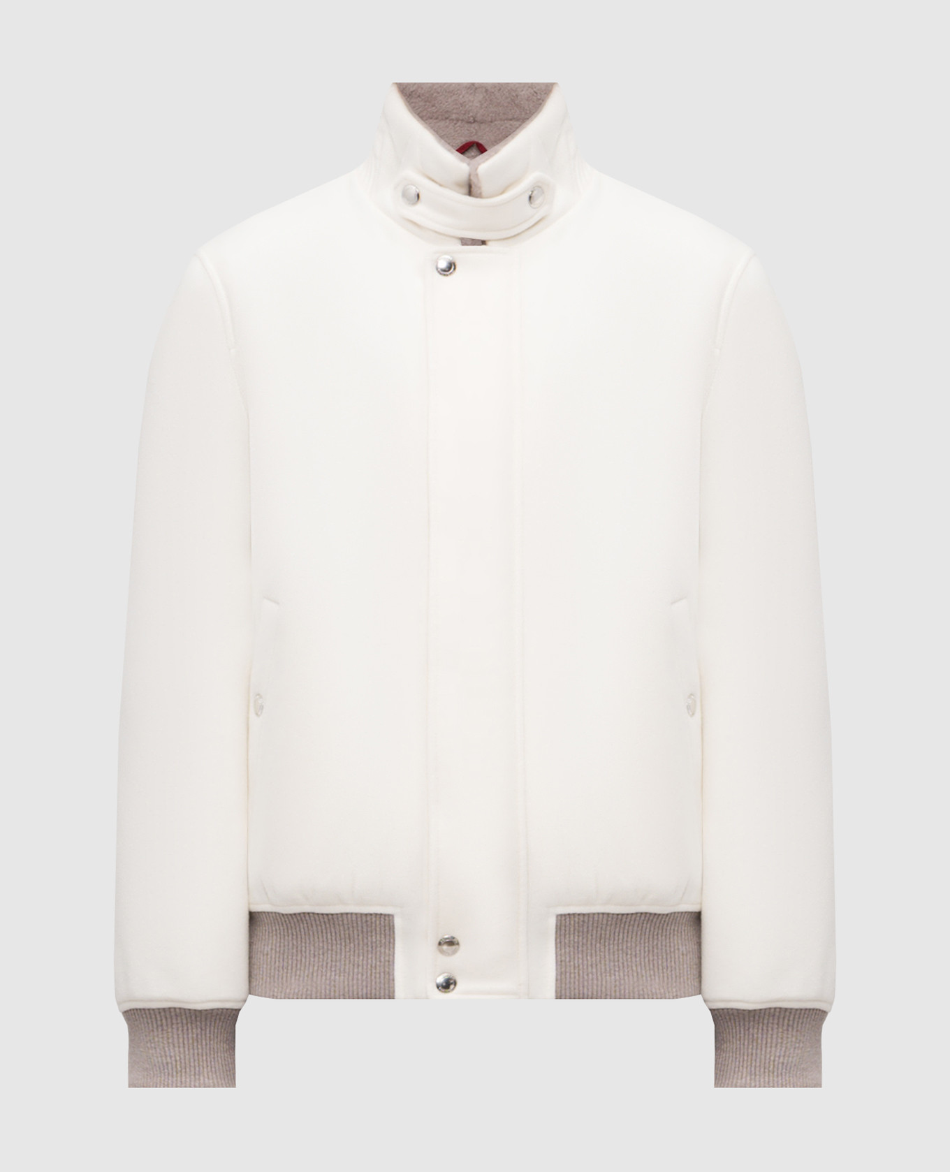 

White cashmere jacket with fur trim Brunello Cucinelli
