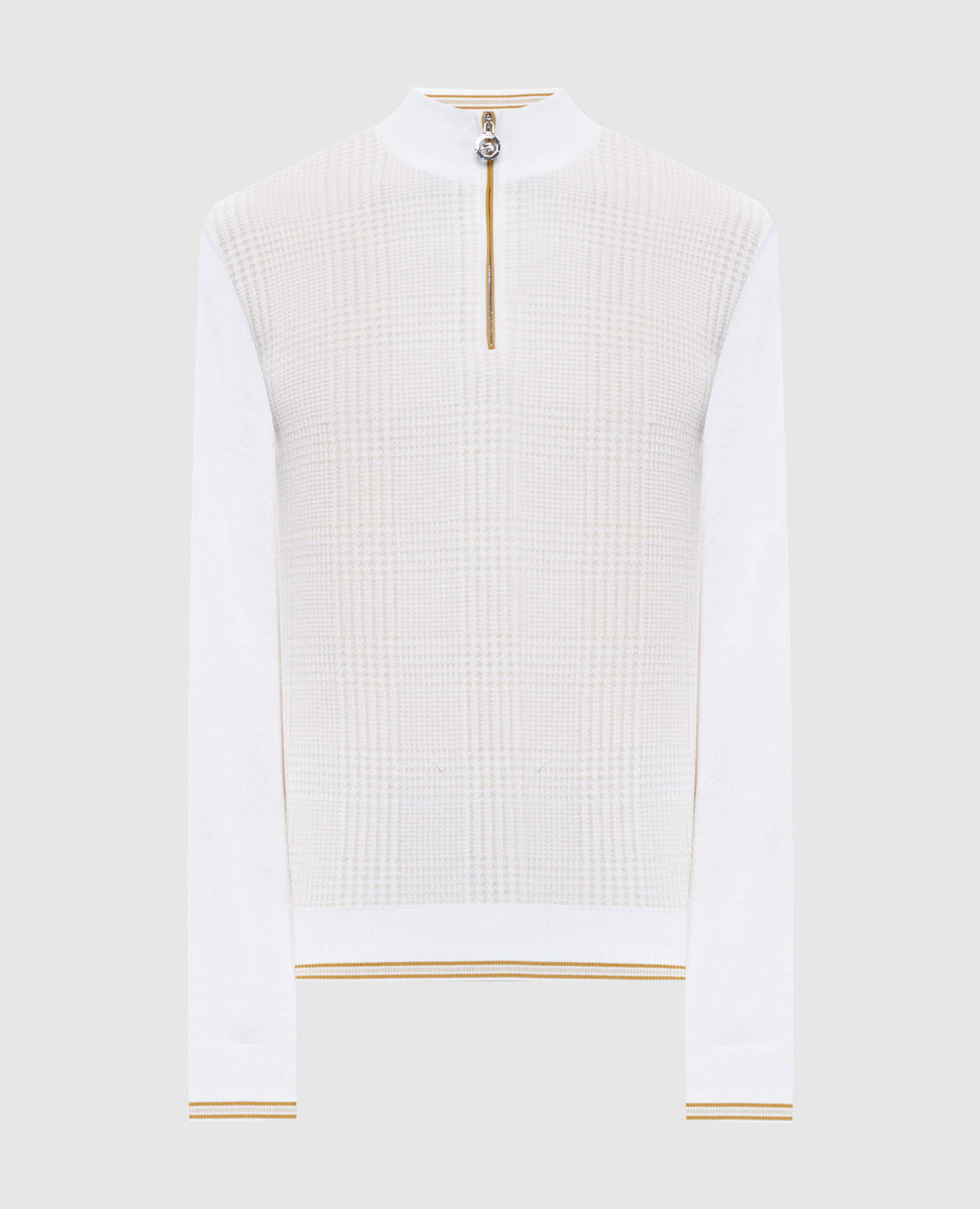 

White sweater with checked silk Stefano Ricci