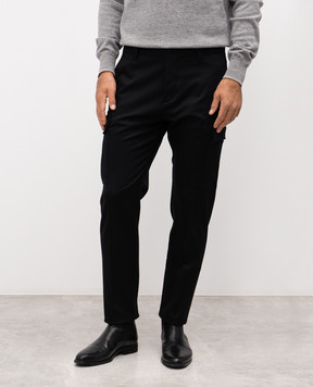 Cashmere&Whiskey Black cargo pants with wool 02583R0498
