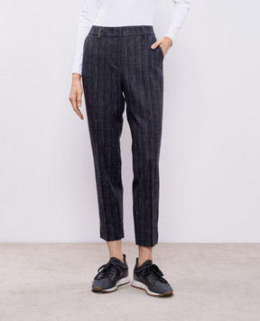 Peserico Brown pants with striped wool A0471806458