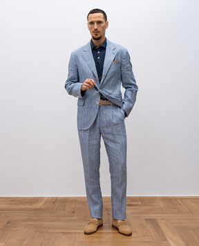 Brunello Cucinelli Blue striped linen jacket MB4007BTD
