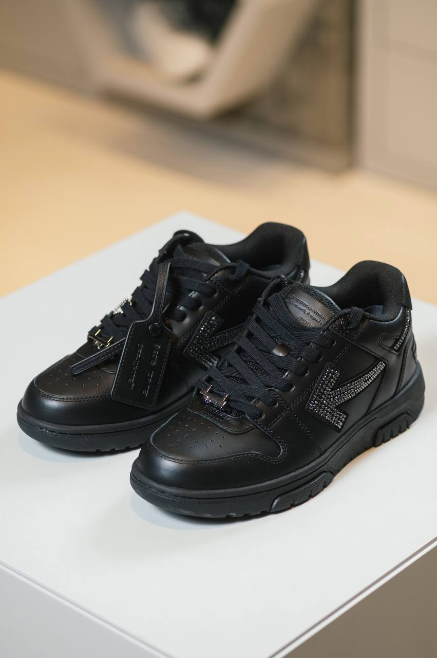

Out Of Office black leather sneakers with crystals Off-White
