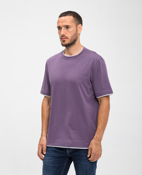 Brunello Cucinelli Purple t-shirt with layering effect M0B137427