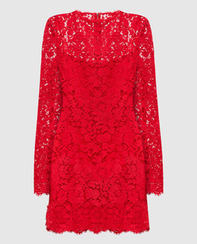 Dolce&Gabbana Red lace mini sheath dress F6TJRTHLMII