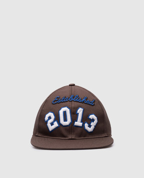 Off-White Brown cap with logo embroidery OMLB055S24FAB002