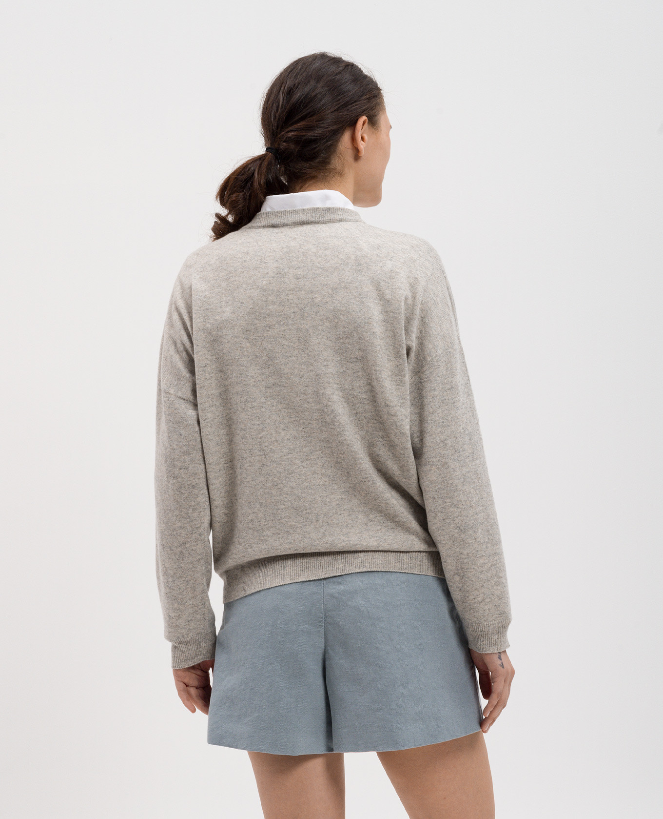 

Gray wool, cashmere and silk sweater with logo embroidery Brunello Cucinelli, Grey