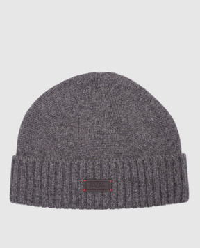 ISAIA Gray cashmere cap with logo patch BRK055YP010