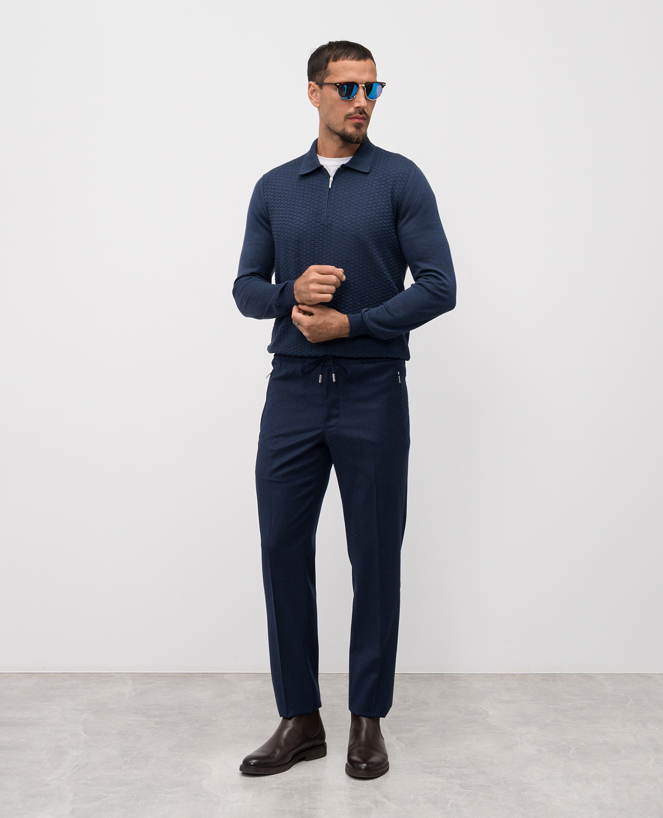 Blue wool and cashmere pants Bertolo Cashmere 2