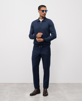 Bertolo Cashmere Blue wool and cashmere pants 000290001391
