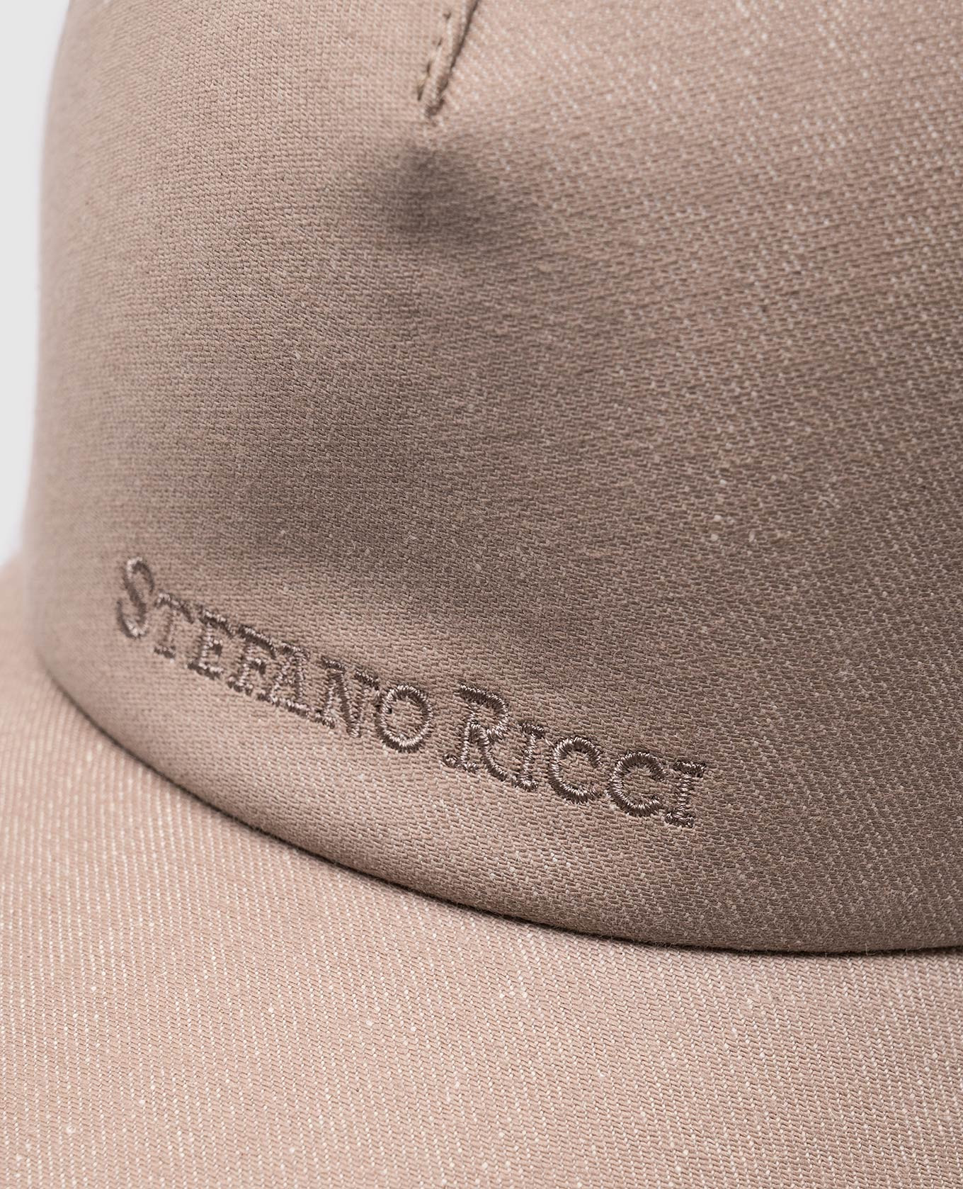 Beige linen cap with logo embroidery Stefano Ricci 4