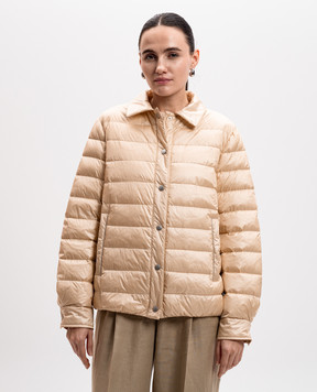 Peserico Beige quilted down jacket with monil chain S2407002200