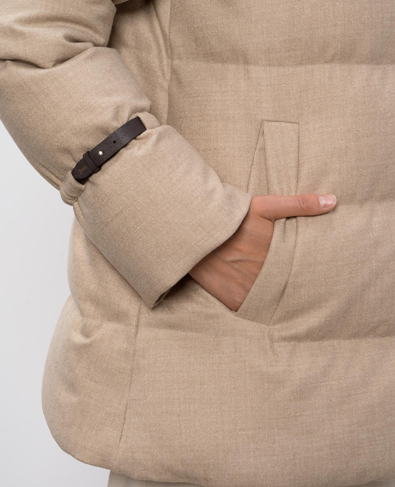 

Beige wool down jacket with lurex Herno