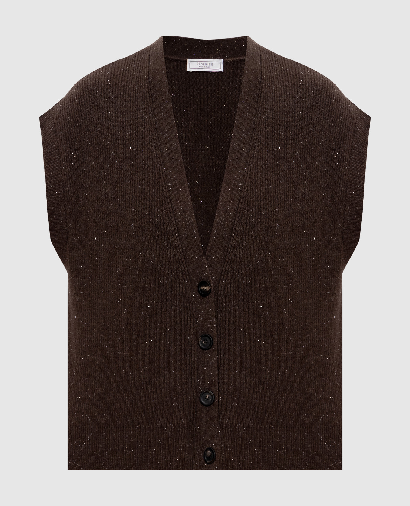 

Brown wool, silk and cashmere vest with lurex Peserico
