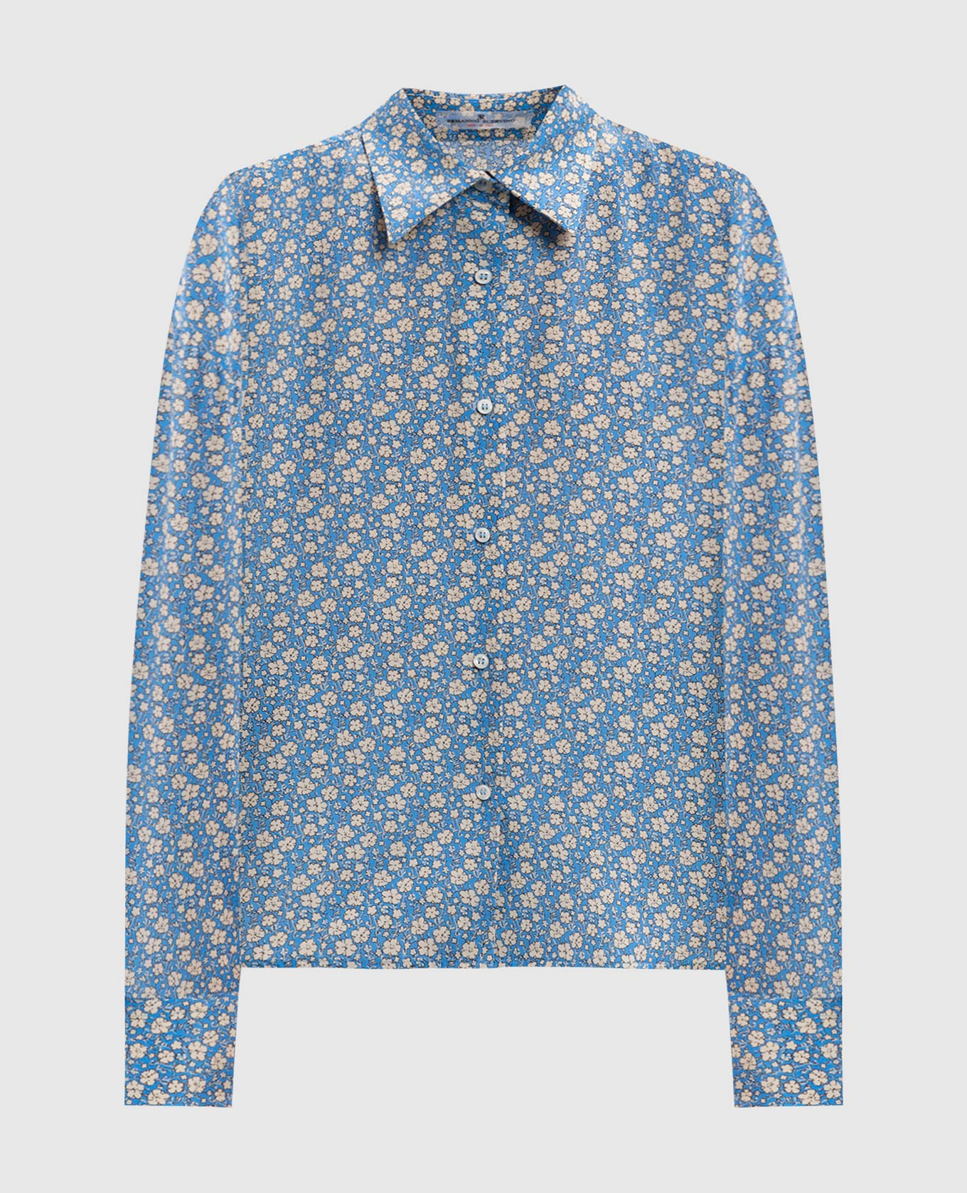 

Blue silk blouse with floral print Ermanno Scervino, Light blue
