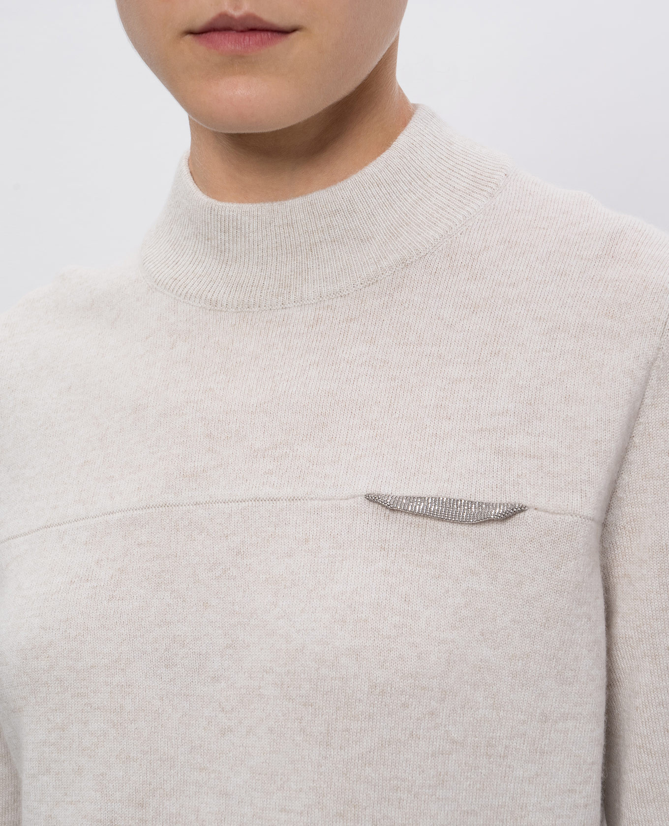 Beige cashmere jumper with monil chain Brunello Cucinelli 5