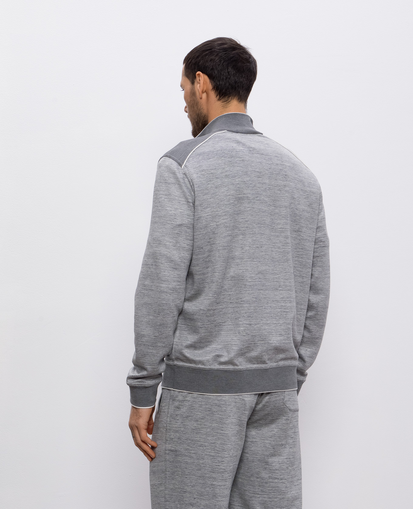 

Grey melange silk and linen sports jacket with logo Stefano Ricci