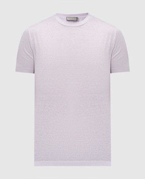 Canali Purple striped linen t-shirt MJ02041T0003