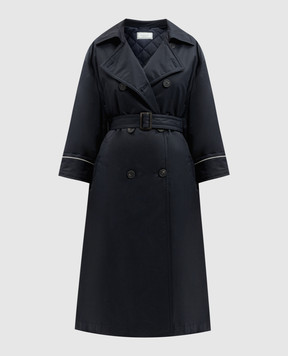 Peserico Blue double-breasted cloak with monil chain A25056A03617