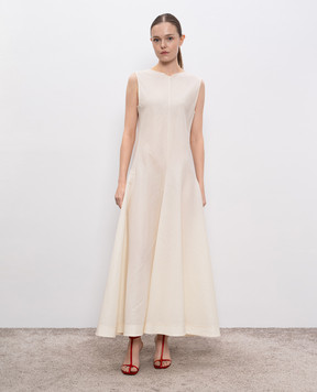 Khaite Mellie beige midi dress with silk 5506385