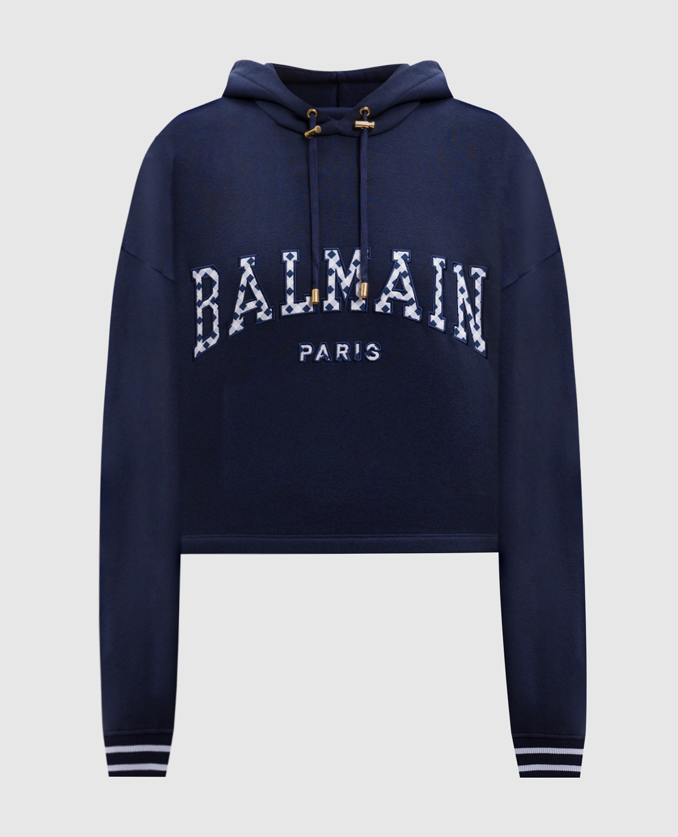 

Blue cropped hoodie with logo patch Balmain