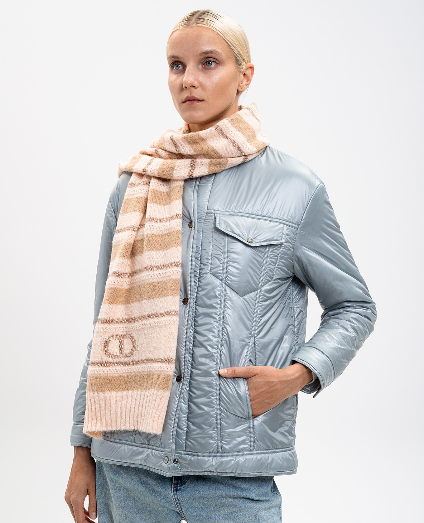 Pink striped wool scarf Twinset 2