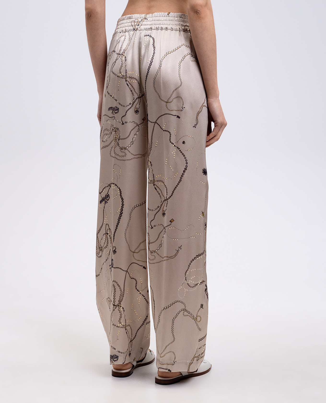 

Beige printed silk pants Victoria Beckham