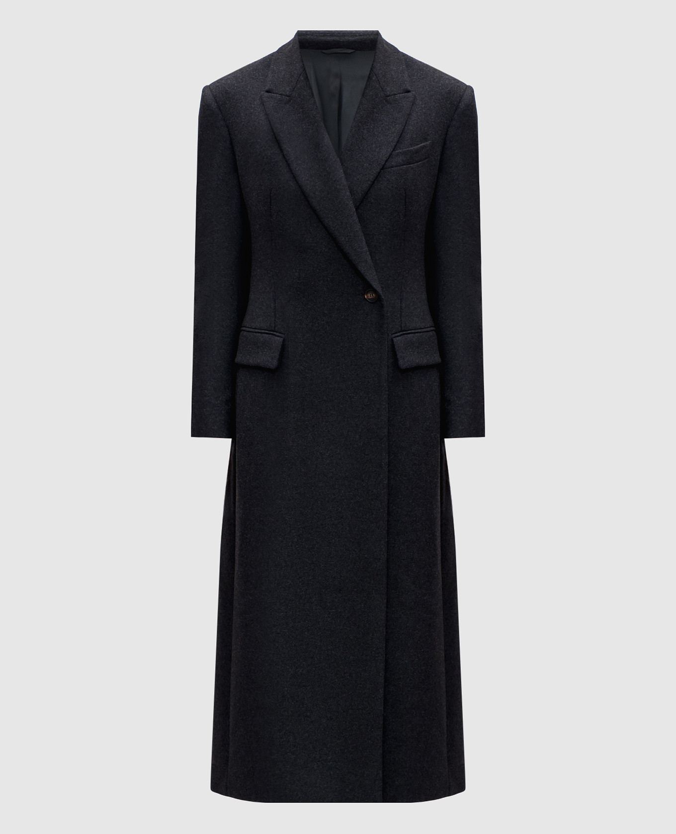 

Gray double-breasted wool coat with monil chain Brunello Cucinelli, Grey