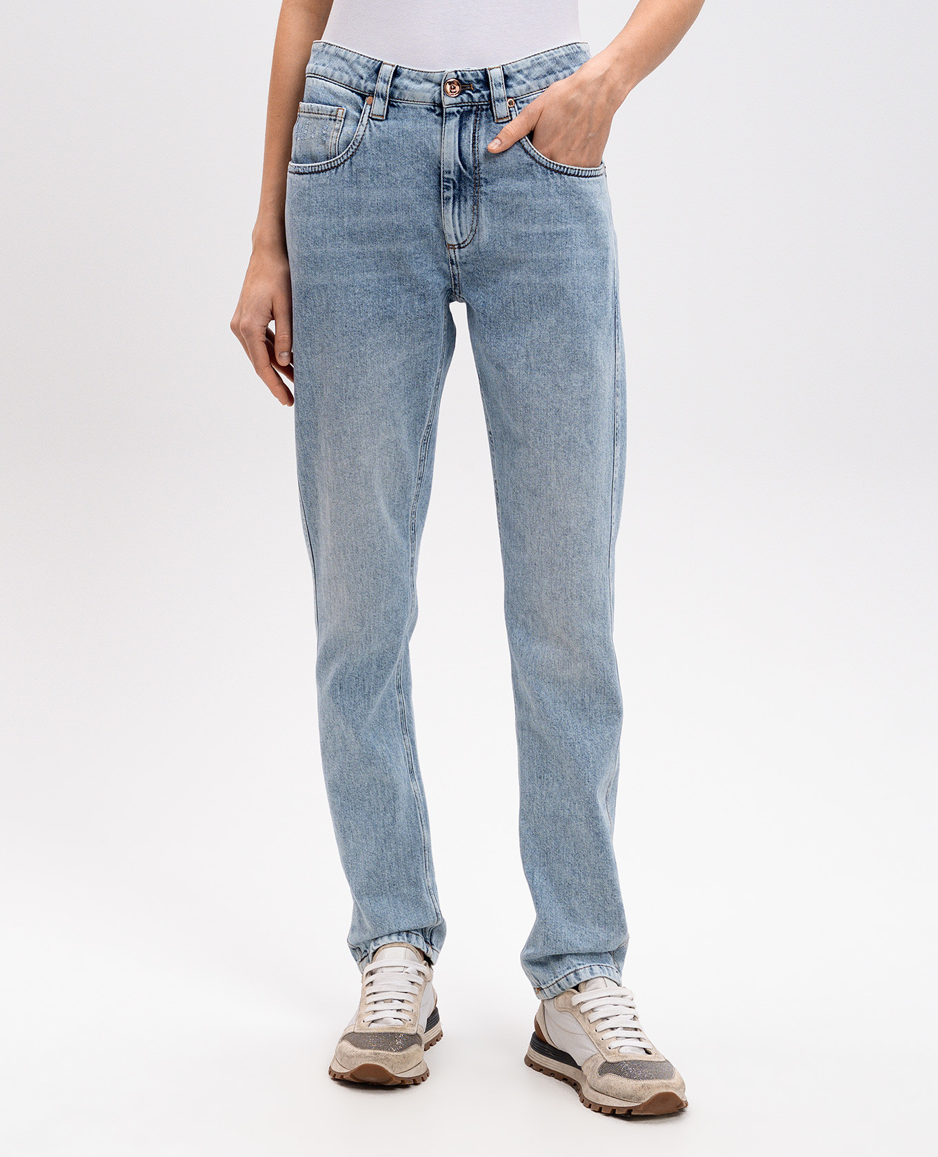 Blue jeans with a worn effect Brunello Cucinelli 3