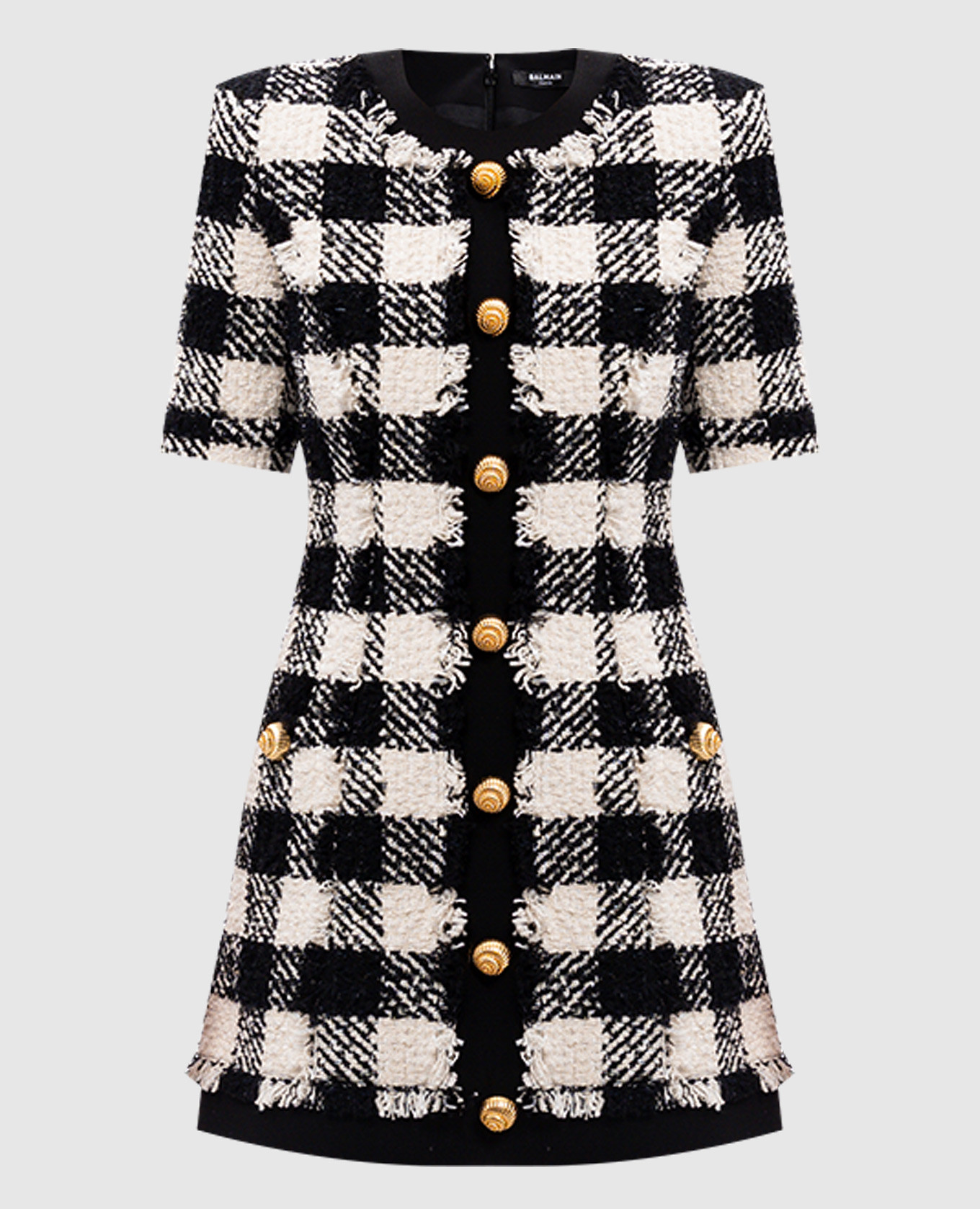 

Black tweed checkered dress Balmain