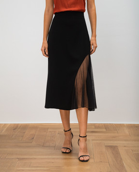 Lanvin Black midi skirt with drape RWST417T3504