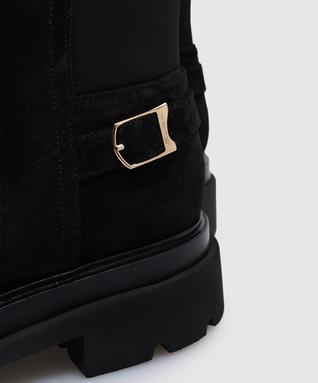 スニーカー SANTONI Women Sneakers WTEI71104GOMTHIO N01 229203 Black Santoni - Czarne zamszowe botki z logo WTEI71104GOMTHIO