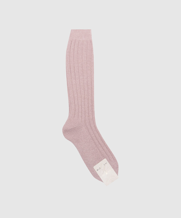 

Children's pink knee highs made of wool and cashmere Story Loris