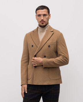 Officina 36 Brown double-breasted blazer with wool 01931J7898