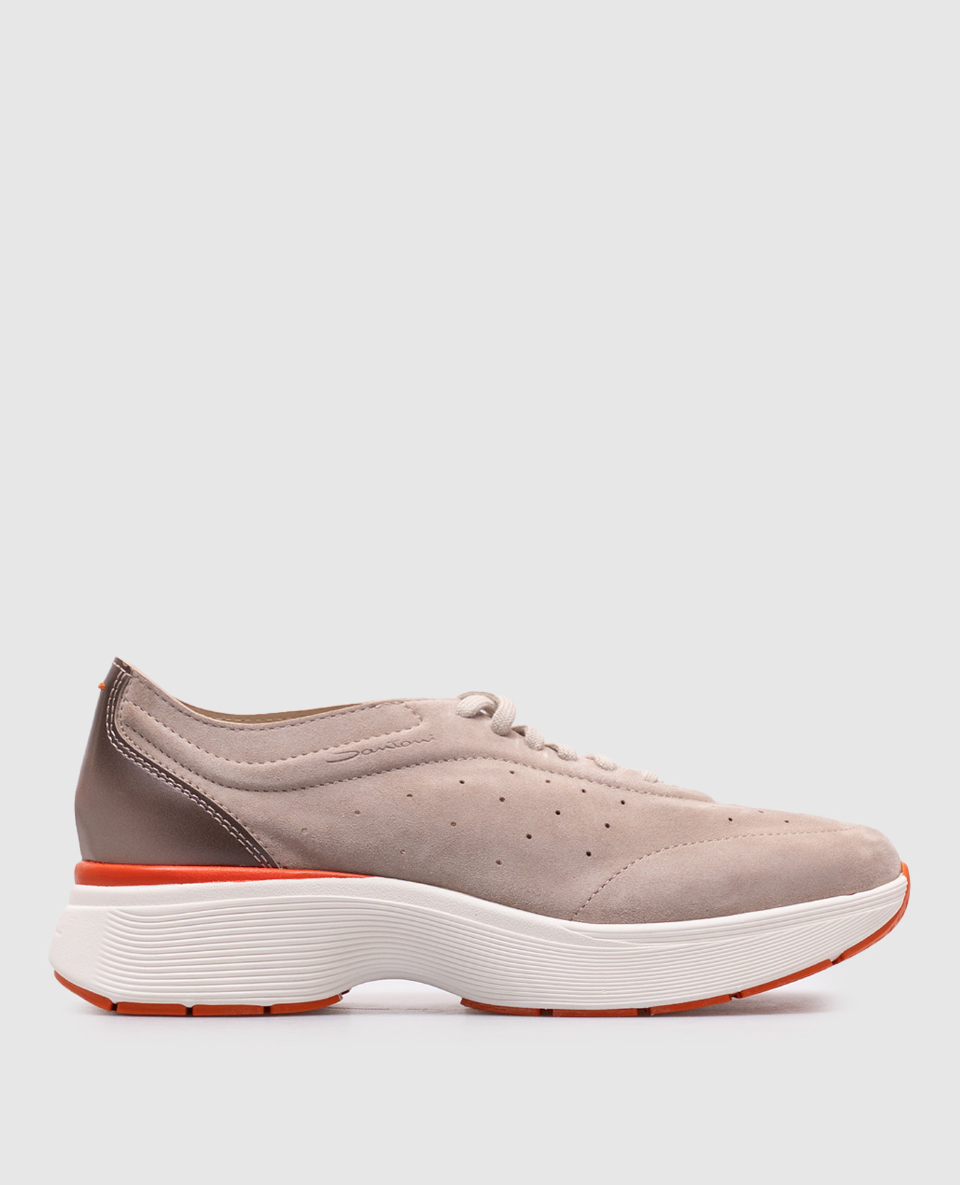 Beige suede sneakers with logo Santoni
