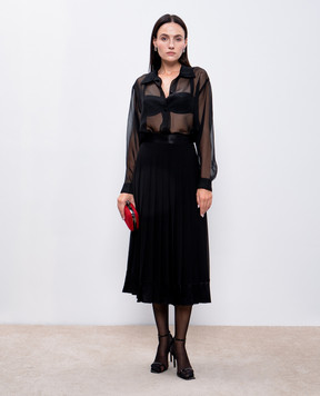 Dolce&Gabbana Black pleated silk skirt F4CW9TFU1AR
