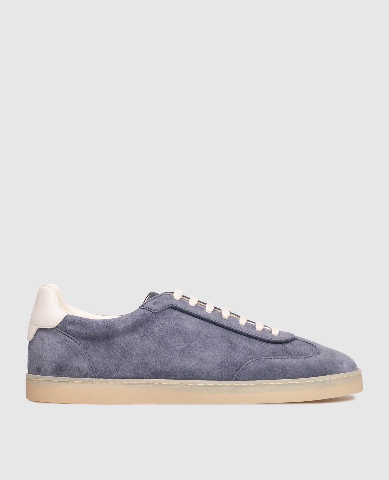 Blue suede sneakers with logo Brunello Cucinelli