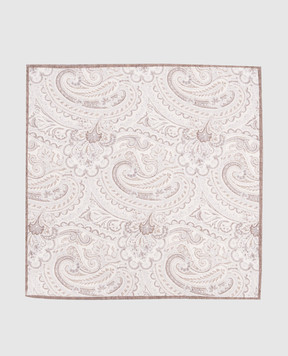 Brunello Cucinelli Beige silk scarf with a paisley pattern MR8720091