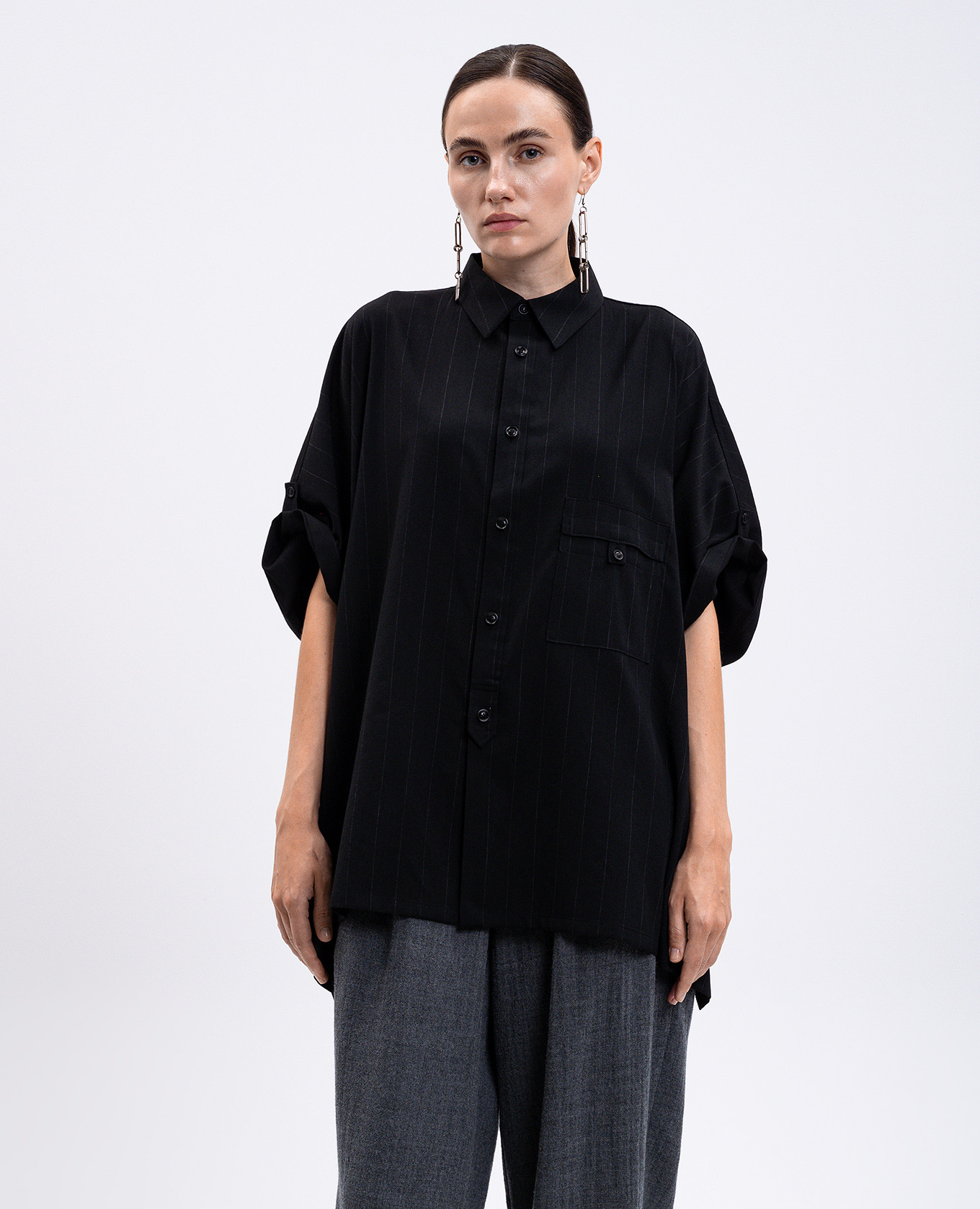 Black striped wool shirt Y`S Yamamoto 3