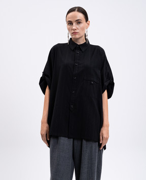 Y`S Yamamoto Black striped wool shirt YMB08128