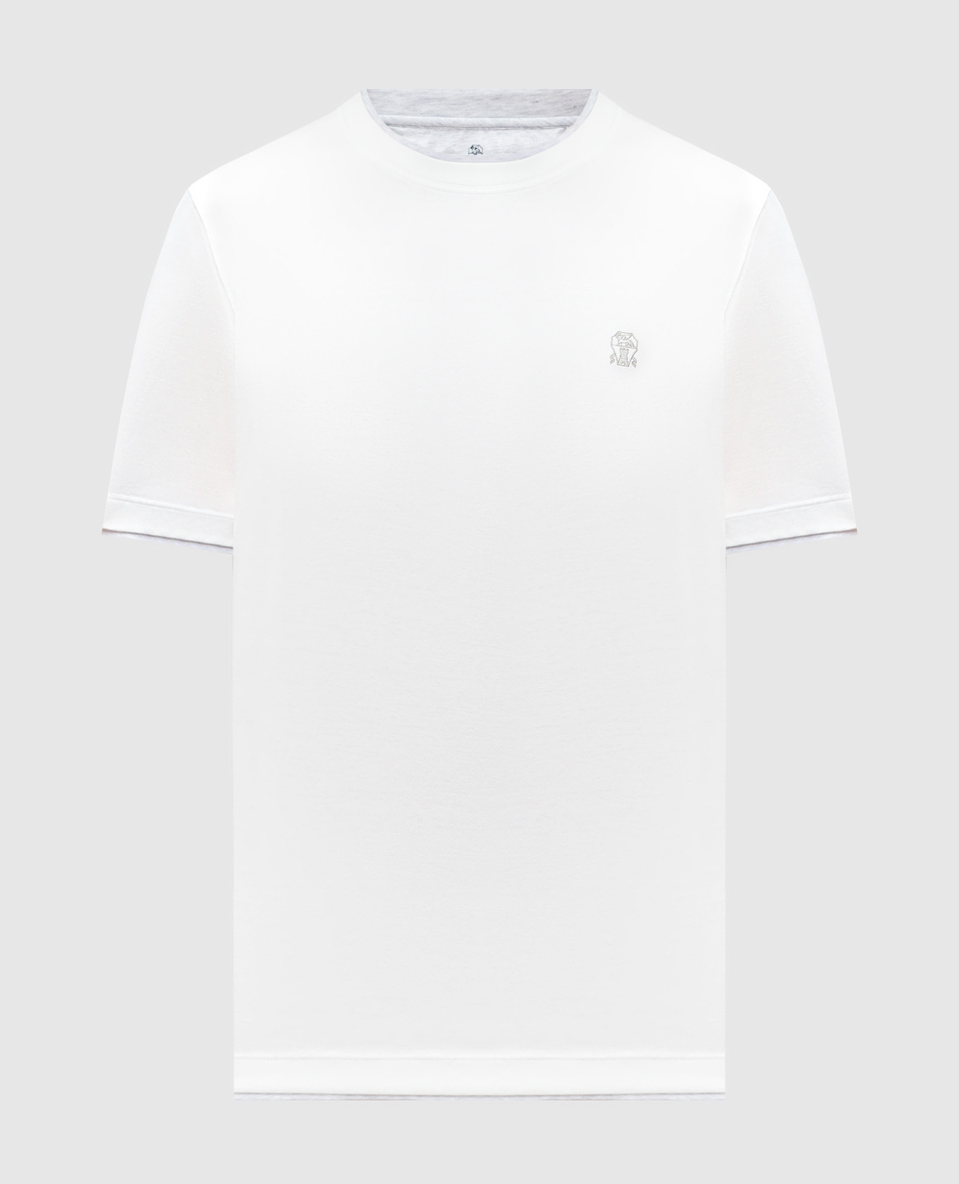 

White layered T-shirt with embroidered logo Brunello Cucinelli