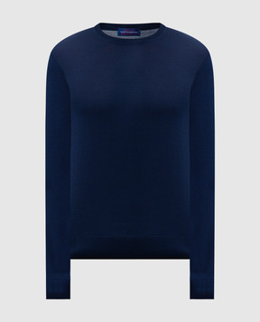 Stefano Ricci Blue wool, cashmere and silk jumper with metal emblem W505506G01W25150