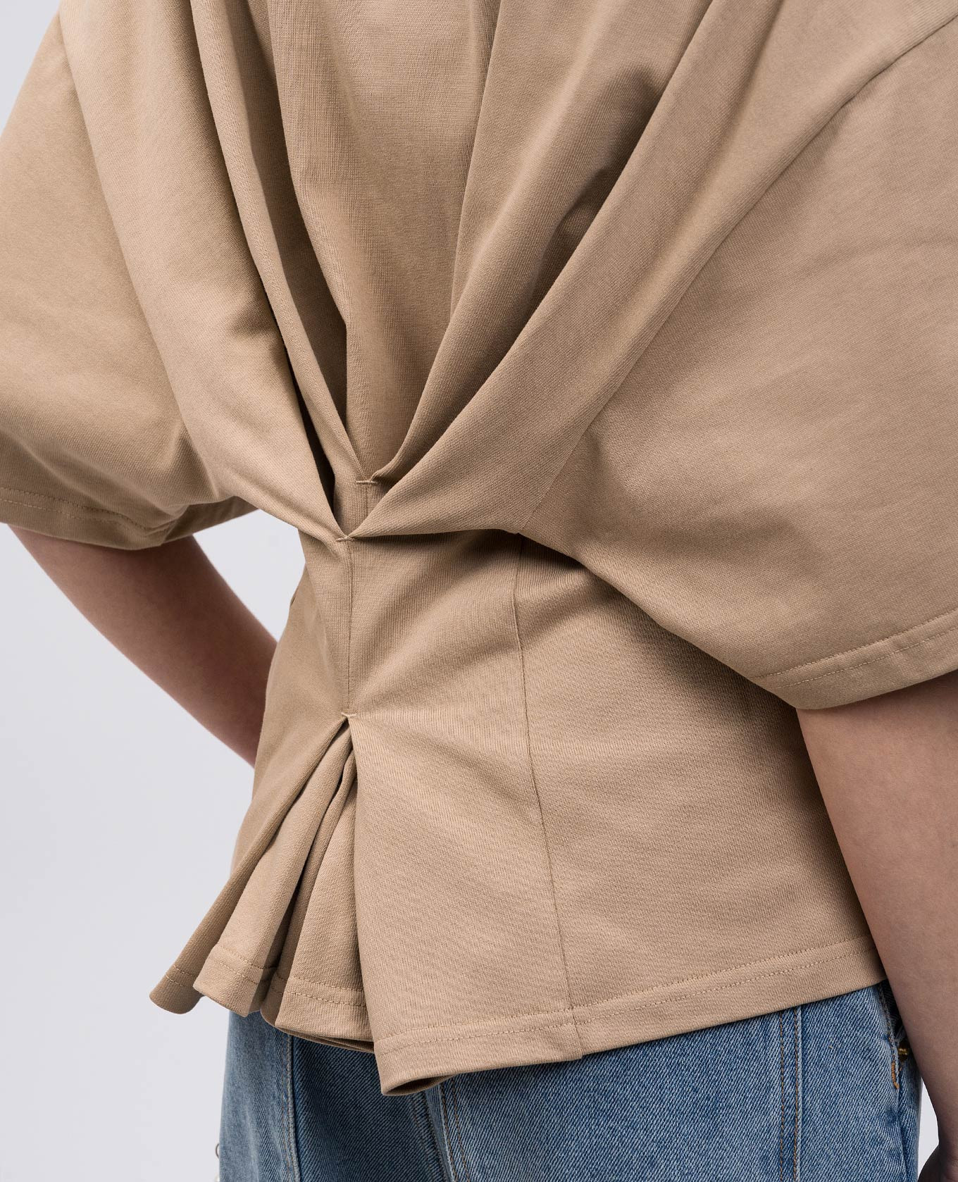 DOYLE beige t-shirt with drape DARKPARK 5