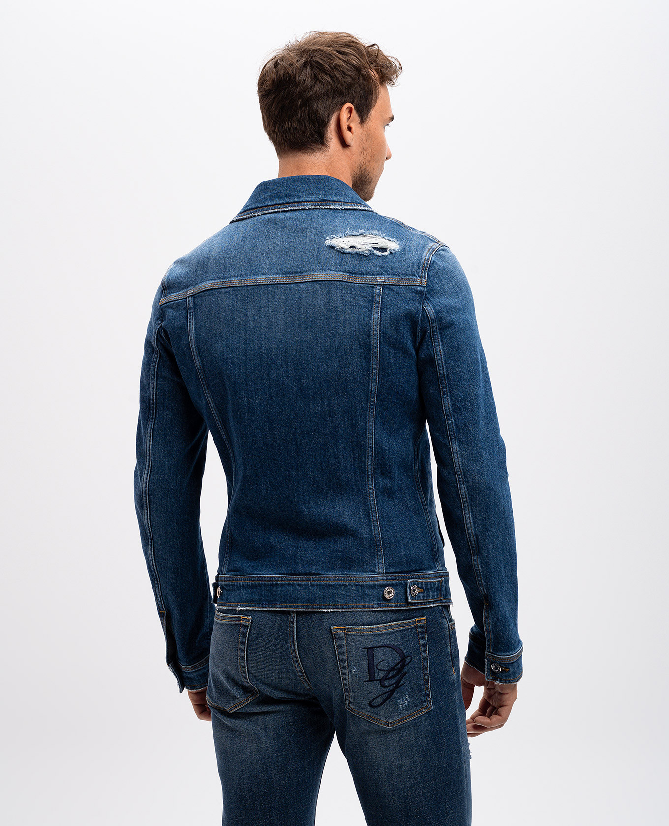 

Blue denim jacket with slits Dolce&Gabbana