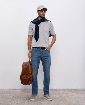 Brunello Cucinelli Gray polo with linen M2L00315